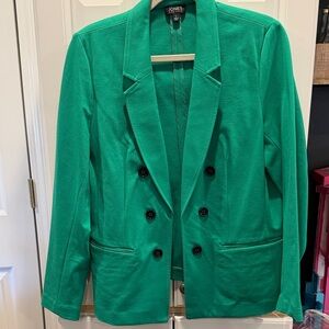 Jones New York Women's Vibrant Green Double-Breasted Blazer
